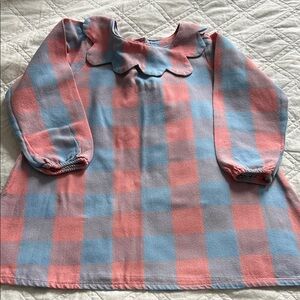 Plaid Kids Casual Dress - Pink and Blue